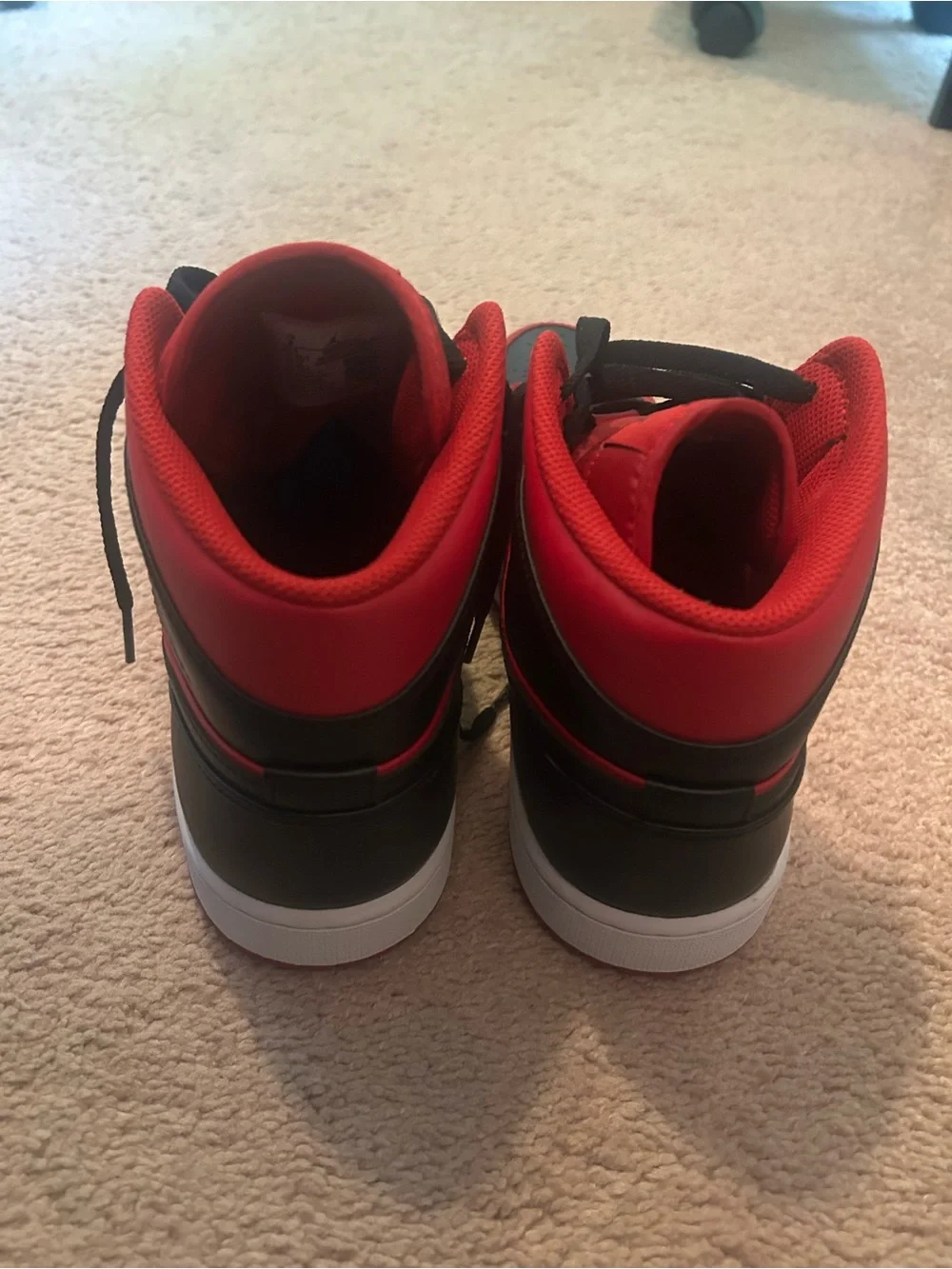 Jordan Red and Black Mid-Top Basketball Shoes